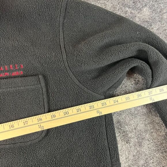 Lauren Ralph Lauren Fleece Button Up Pockets Black Plaid Shacket Women's M - Picture 6 of 11